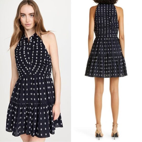 NWT Cinq a Sept Beryl Mini Blue Navy Dress Ruched Size 4 - Picture 1 of 14